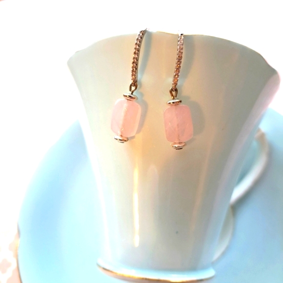 Rose quartz earrings - Picture 3 of 3